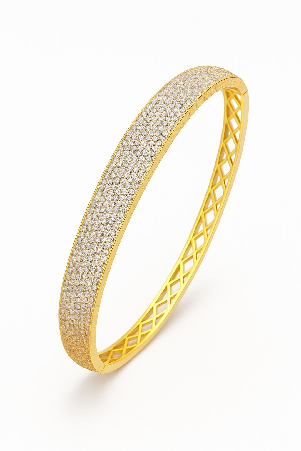 Studio view of gold Marcellina Kada – front view with sparkle detailing