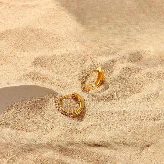 CASSARIA GOLD HUGGIE EARRINGS - LAVISH JEWELS18k PVD GOLD EARRING