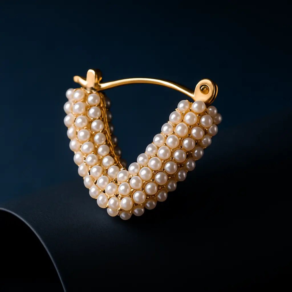 EON PEARL HUGGIE EARRINGS - LAVISH JEWELS18k PVD GOLD EARRING