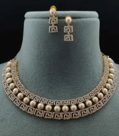Fiamma Pura – Pearl CZ Necklace Set in GJ White - LAVISH JEWELSFiamma Pura – Pearl CZ Necklace Set in GJ White | Lavish Jewels