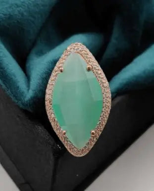 Luna Piena – Mint Green AD Statement Ring - LAVISH JEWELSLuna Piena – Mint Green AD Statement Ring | Rhodium - Plated Adjustable Finger Ring