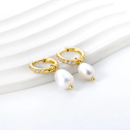 SELENE PEARL HOOP EARRINGS LAVISH JEWELS