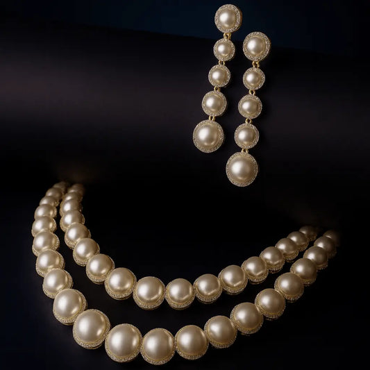 Sole Dorato – Layered Pearl Necklace Set in GJ Gold Plating - LAVISH JEWELSSole Dorato – Layered Pearl Necklace Set in GJ Gold Plating