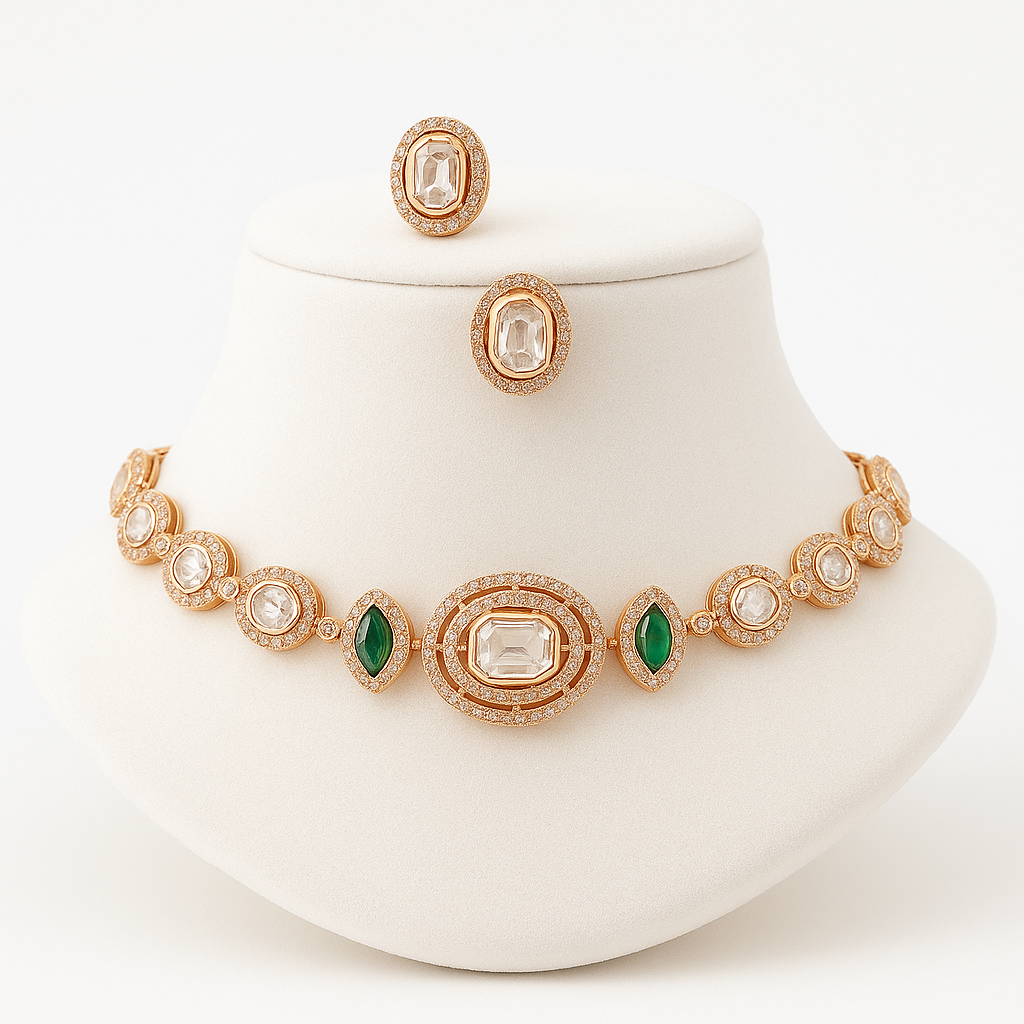 Studio shot of Esha Eternelle – symmetrical oval and marquise stone design