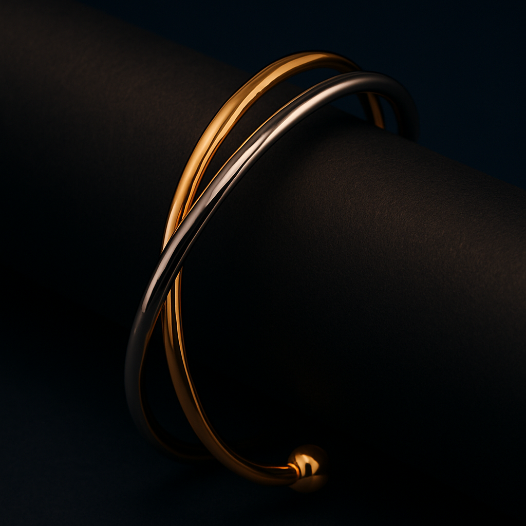 Gold bracelet on a black background