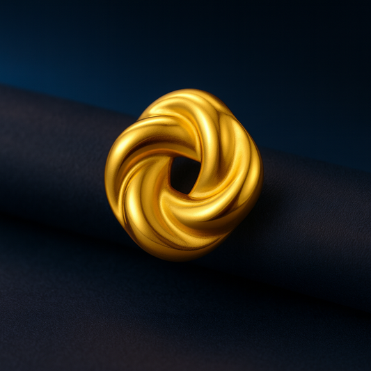 AURA Twist Gold Stud Earrings – pair in sculptural interwoven design on white background