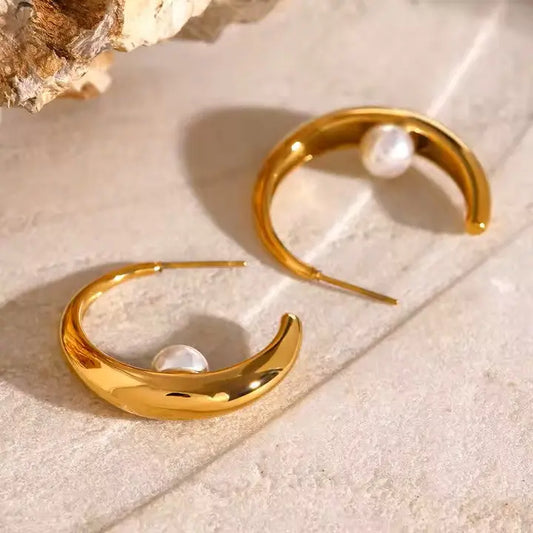 MIRESSA PEARL HOOP LAVISH JEWELS
