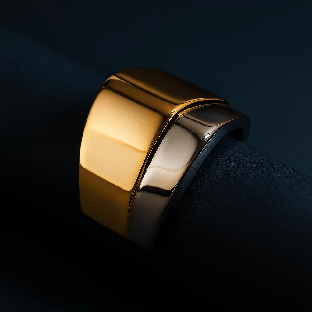 Gold ring on a dark background