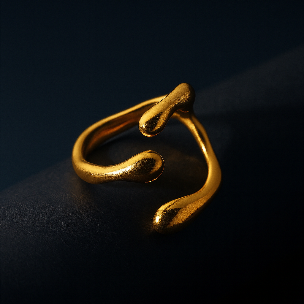 Gold ring on a black background