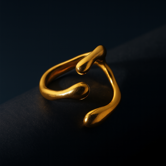 Gold ring on a black background