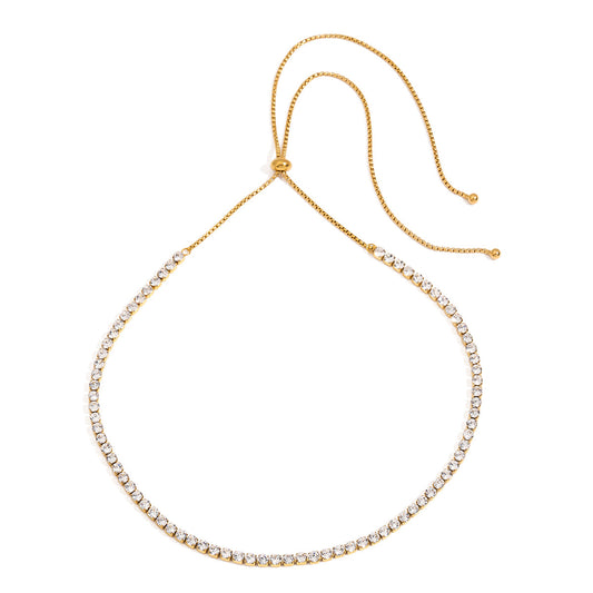 Breeze Gold Necklace – gold beaded snake chain on white background