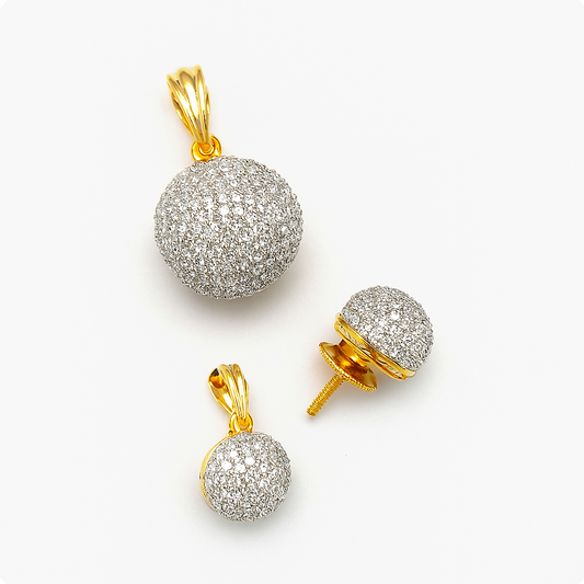 Micro Setting AD Pendant Golden Set – gold-plated with micro-set AD stones on white background