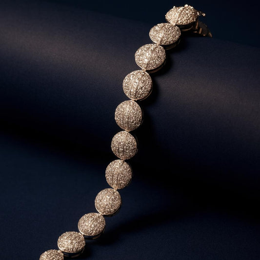 White CZ charm bracelet in silver finish with round American diamond-style stones, lightweight and elegant for festive or everyday wear.