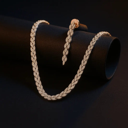 Baci AD Necklace Set - LAVISH JEWELSBaci AD Necklace Set – Silver Finish, Adjustable, Delicate Charm Design | Lavish Jewels