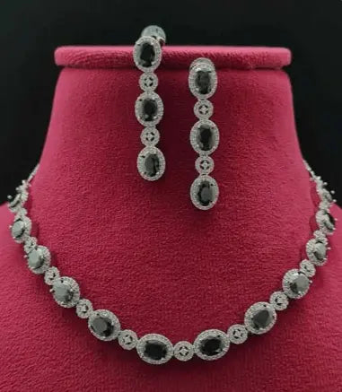 Cielo – Elegant Black CZ Necklace Set - LAVISH JEWELSCielo – Elegant Black CZ Necklace Set