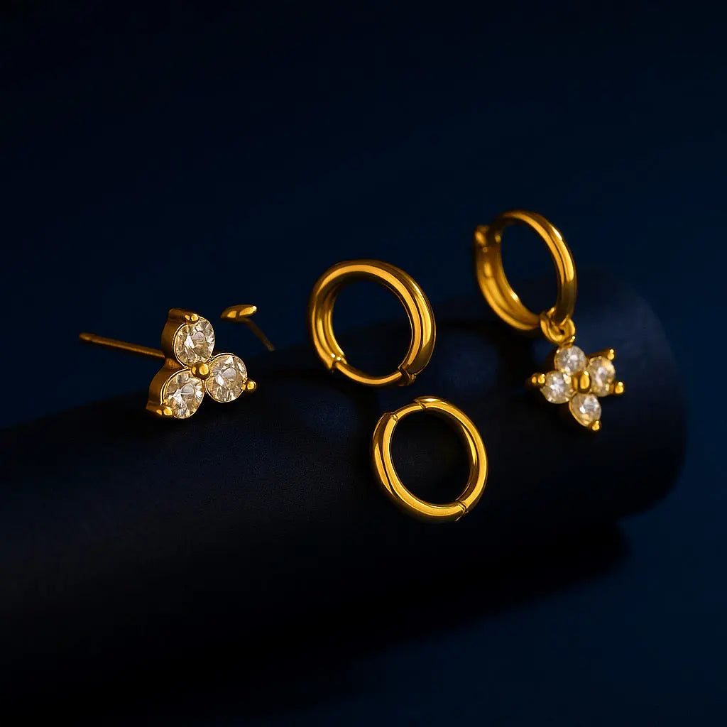 EMBER GOLD HOOP SET EARRINGS LAVISH JEWELS