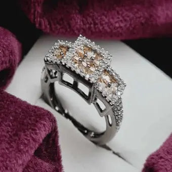 Fiamma Viva – Champagne AD Finger Ring - LAVISH JEWELSFiamma Viva – Champagne AD Finger Ring | Invisible Setting, Black Oxidised Finish