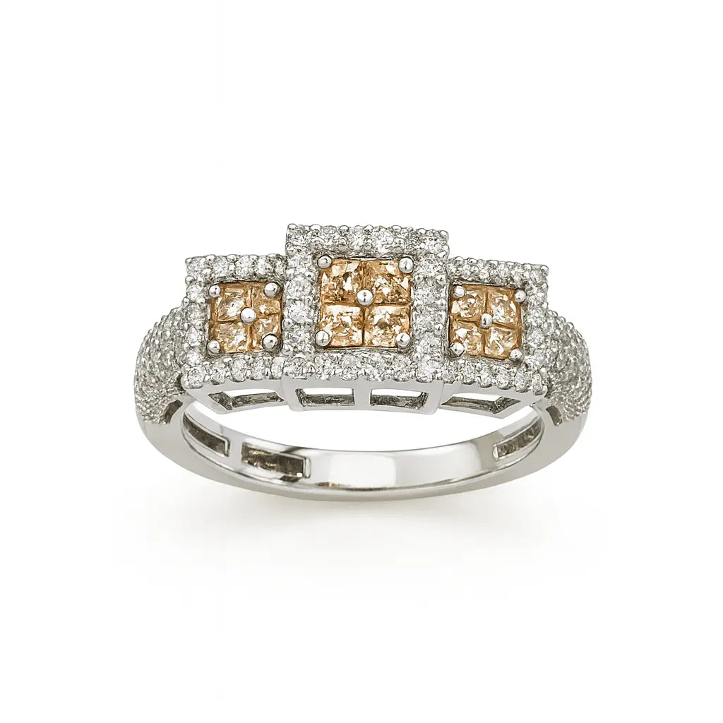 Fiamma Viva – Champagne AD Finger Ring - LAVISH JEWELSFiamma Viva – Champagne AD Finger Ring | Invisible Setting, Black Oxidised Finish