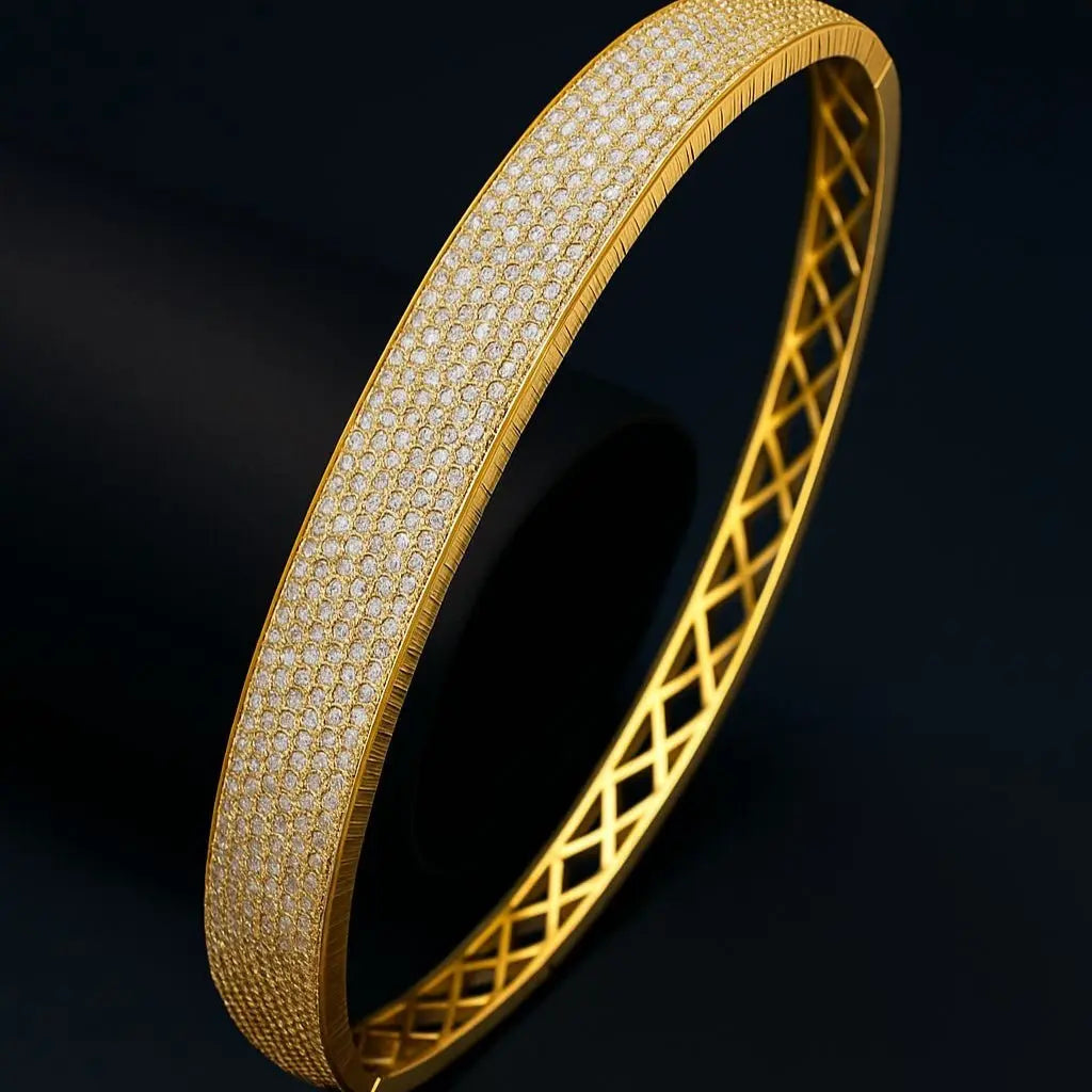 Marcellina Silver Kada – Delicate CZ Kada - LAVISH JEWELSMarcellina Silver Kada – Delicate CZ Bracelet | Silver & Gold