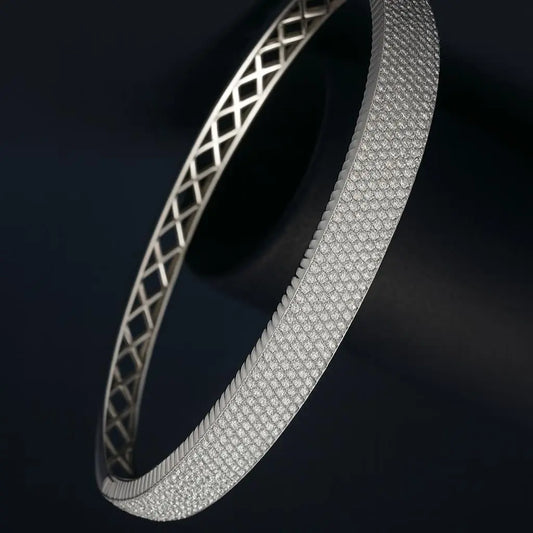 Marcellina Silver Kada – Delicate CZ Kada - LAVISH JEWELSMarcellina Silver Kada – Delicate CZ Bracelet | Silver & Gold