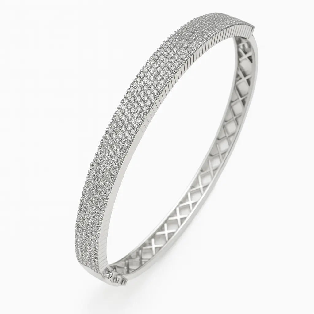 Marcellina Silver Kada – Delicate CZ Kada - LAVISH JEWELSMarcellina Silver Kada – Delicate CZ Bracelet | Silver & Gold