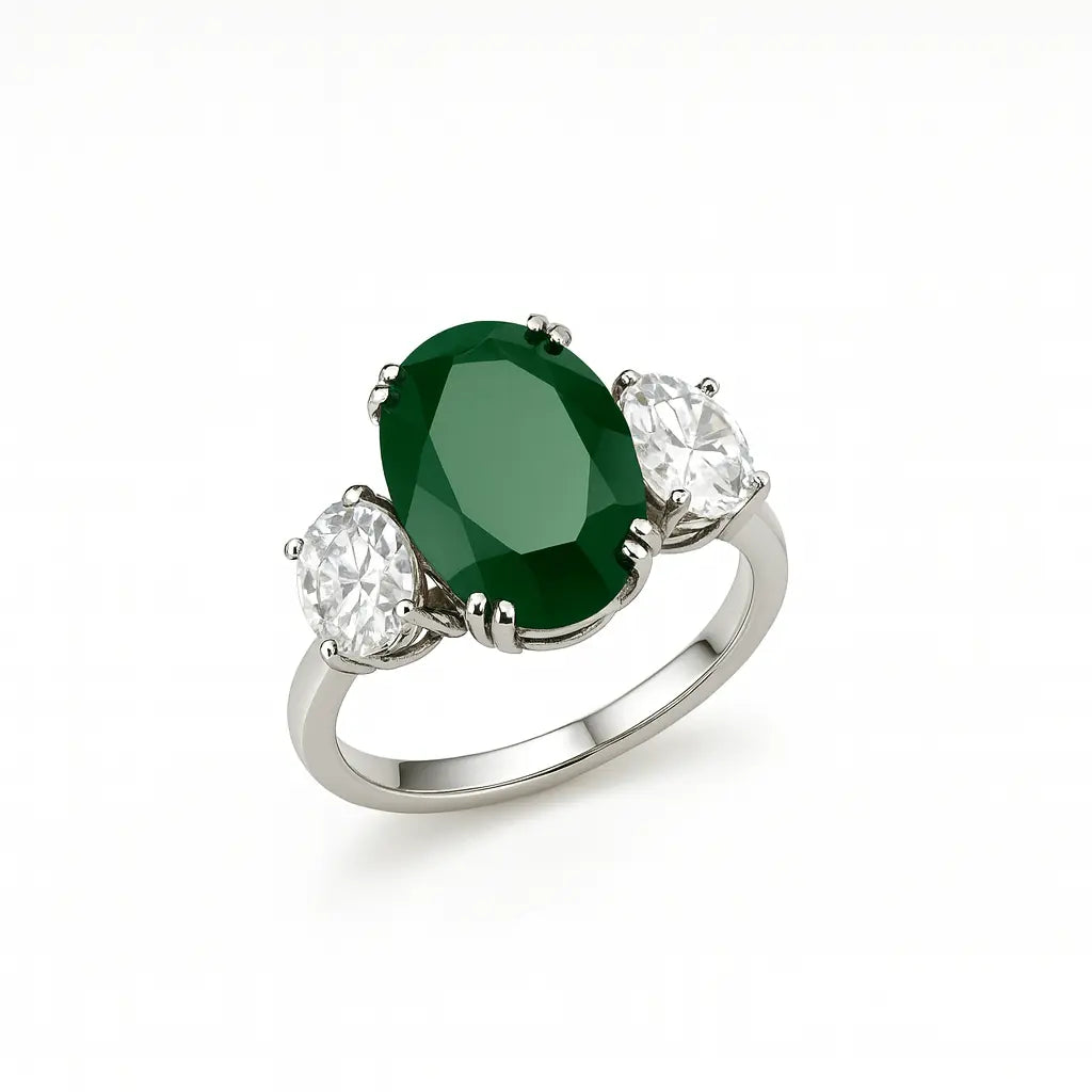 Notte Stellata – Emerald Green CZ Finger Ring - LAVISH JEWELS– Emerald Green CZ Finger Ring | Oxidised Finish | Lavish Jewels