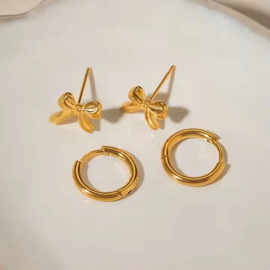 PULSE HOOP & STUD EARRINGS - LAVISH JEWELS18k PVD GOLD EARRING