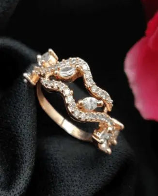 Sogno Marino – Delicate CZ Finger Ring - LAVISH JEWELSSogno Marino – Delicate Gold - Plated CZ Ring