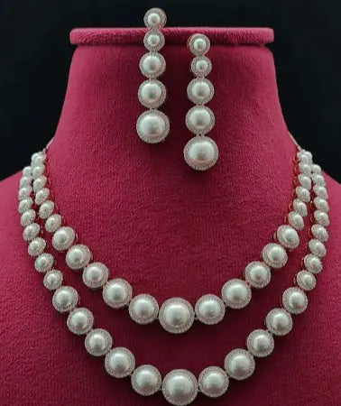 Sole Dorato – Layered Pearl Necklace Set in GJ Gold Plating - LAVISH JEWELSSole Dorato – Layered Pearl Necklace Set in GJ Gold Plating