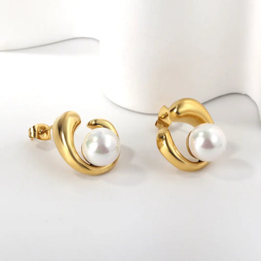 SPIRE STUD PEARL EARRINGS LAVISH JEWELS