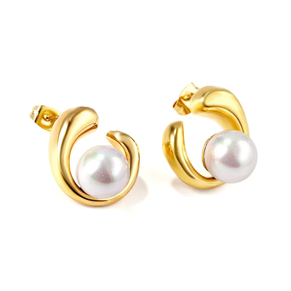 SPIRE STUD PEARL EARRINGS LAVISH JEWELS
