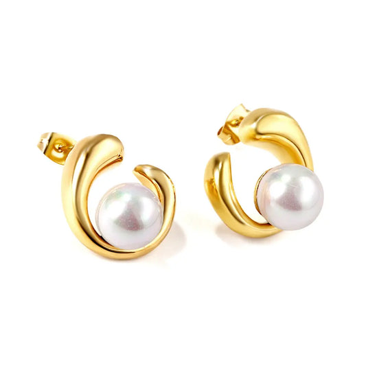 SPIRE STUD PEARL EARRINGS LAVISH JEWELS