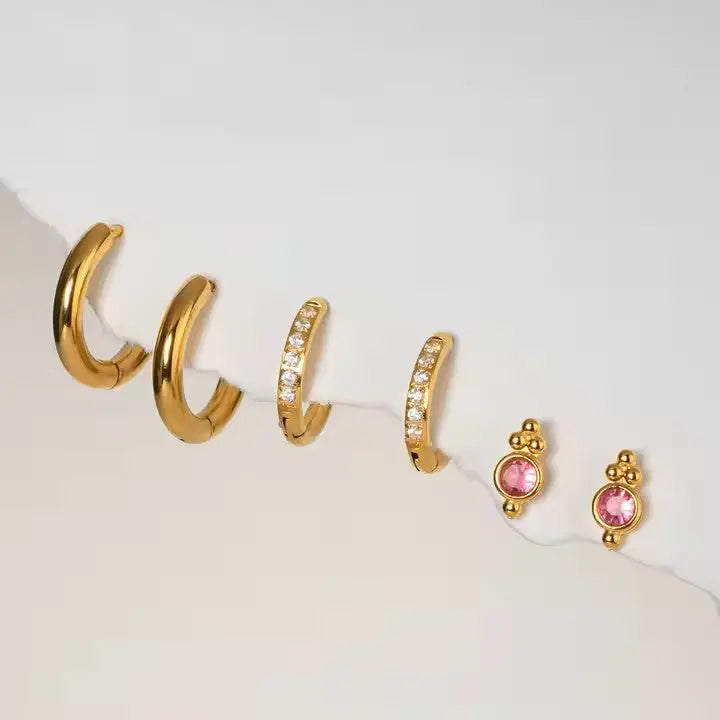 TOUCHE GOLD  HOOP SET EARRINGS LAVISH JEWELS