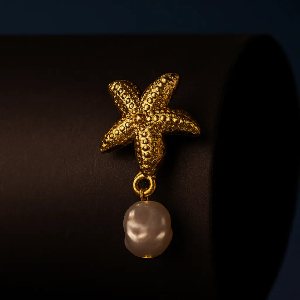 VEIL STUD PEARL GOLD EARRINGS LAVISH JEWELS