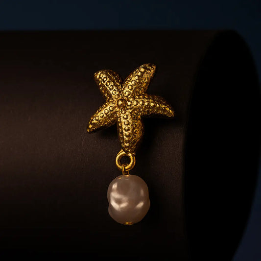 VEIL STUD PEARL GOLD EARRINGS LAVISH JEWELS